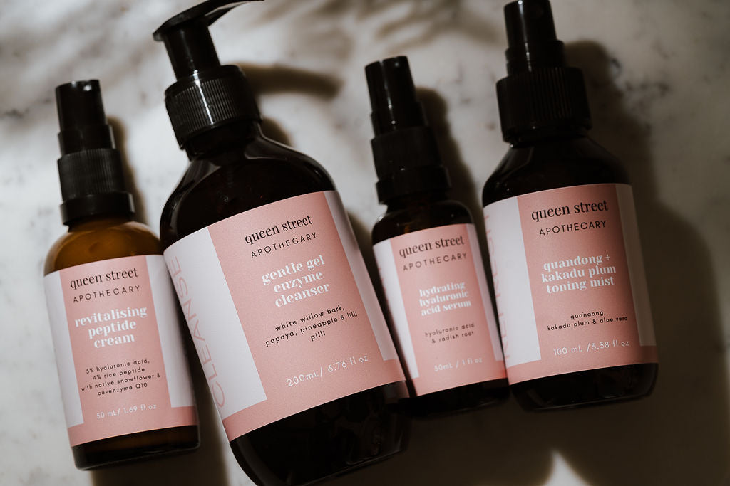 100% Vegan cleanser, toner , peptide cream and hyaluronic acid serum