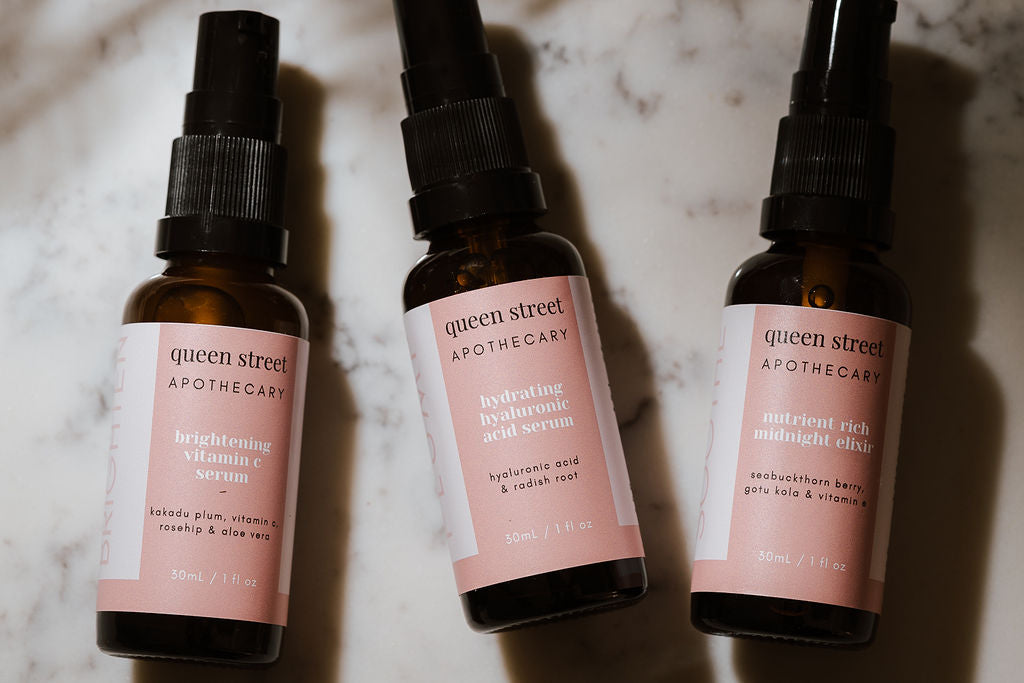 The sisters three serum set from Queen Street Apothecary can be used every day, morning or night and layered together.